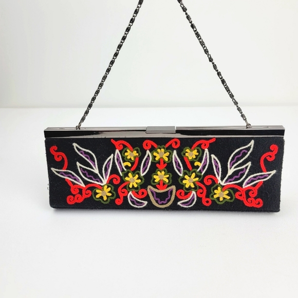Kate Landry Handbags - Kate Landry Embroidered black Vintage clutch